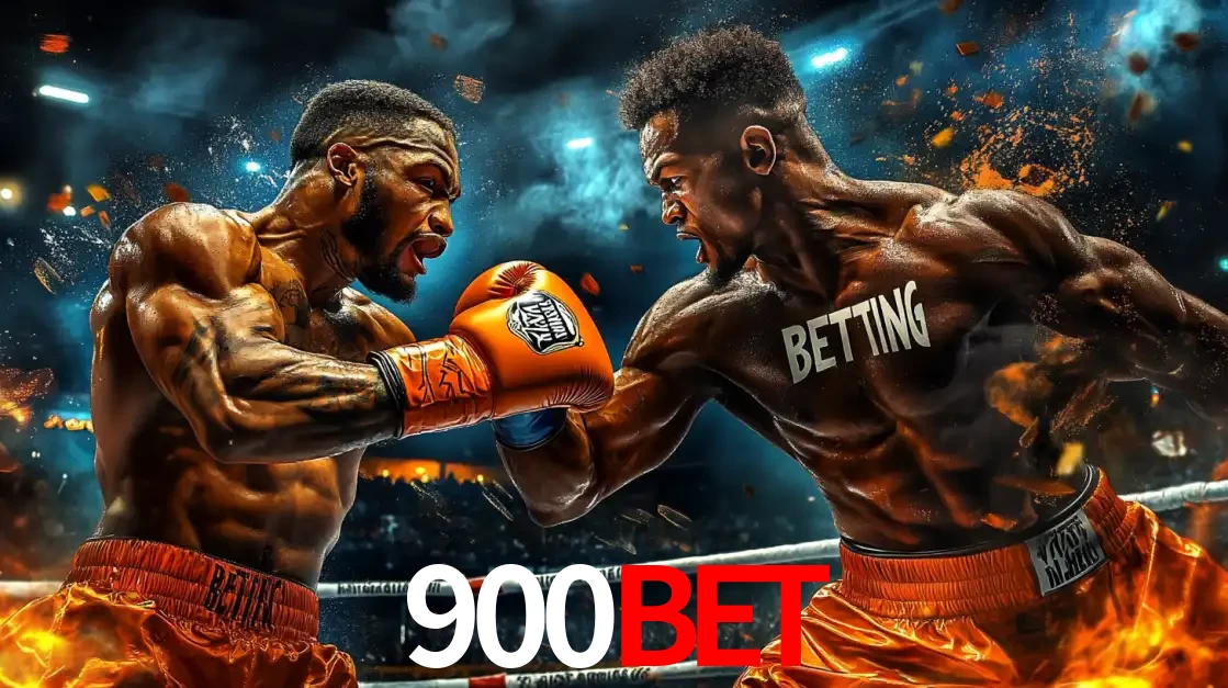 Dois boxeadores em uma luta intensa e explosiva, representando a adrenalina e as oportunidades de apostas em esportes de combate disponíveis na plataforma 900BET.
