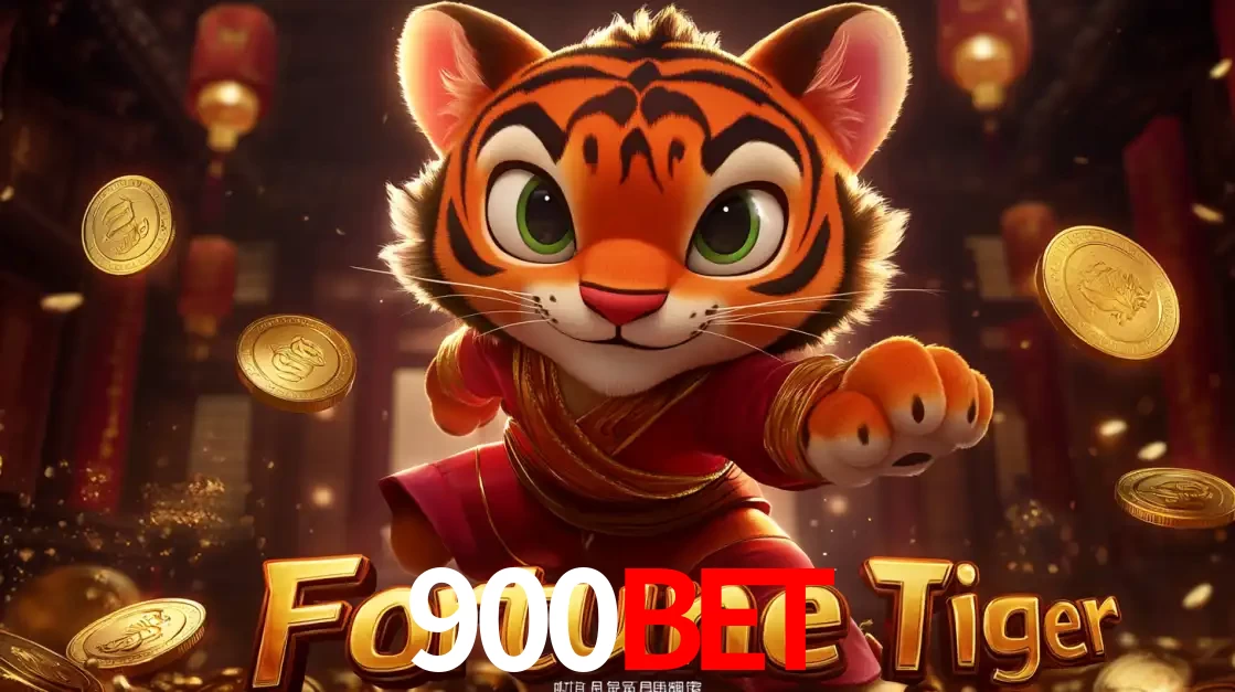 O carismático mascote do jogo de slot Fortune Tiger, um tigre fofo em pose de artes marciais, pronto para trazer sorte e multiplicadores de ganhos no cassino online 900BET.