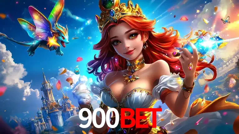 A princesa de um reino de fantasia mágico, com seu pequeno dragão, apresentando um mundo de prêmios encantados nos jogos de caça-níqueis do cassino 900BET.